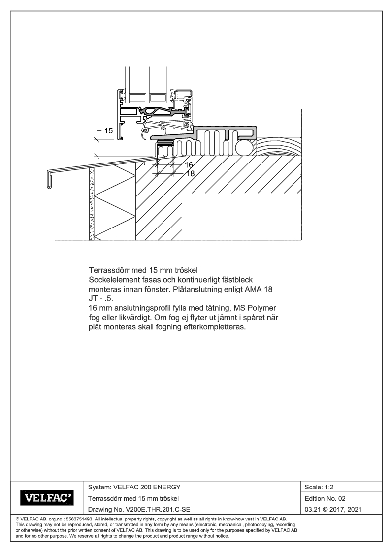 Terrassdörr med 15 mm tröskel